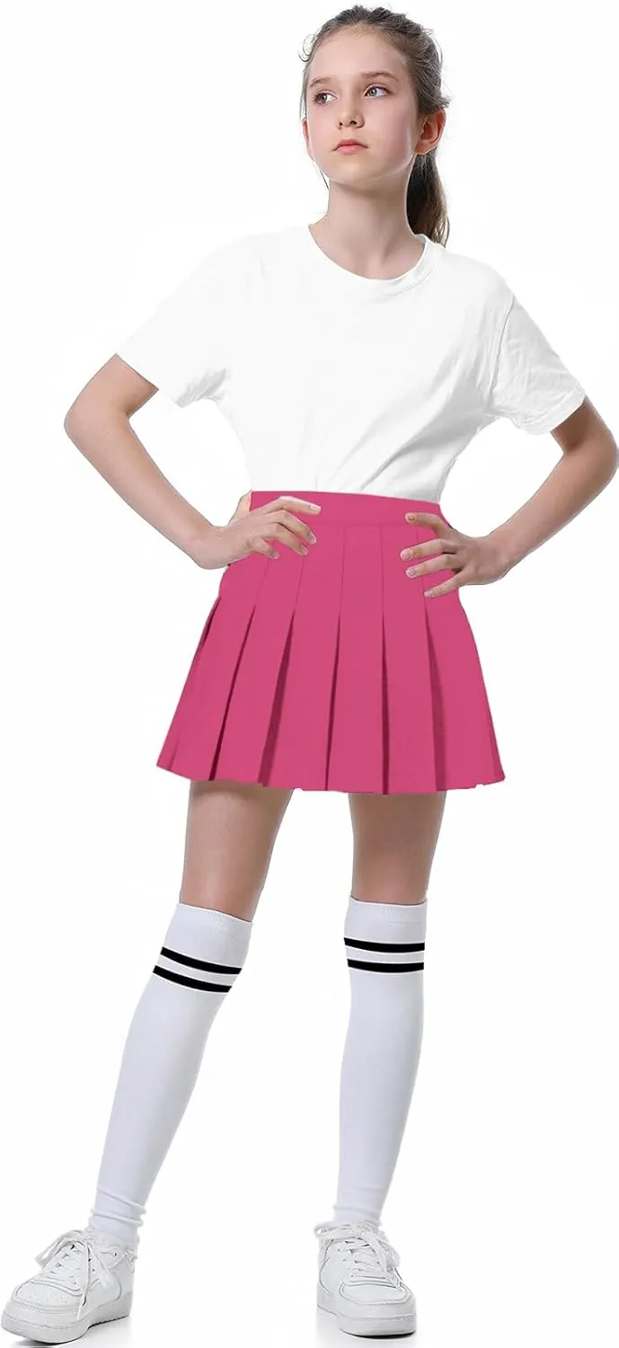 Joe Wenko Girls Women's Pleated Skirt, High Waist School Uniform A-Line Short Skirt