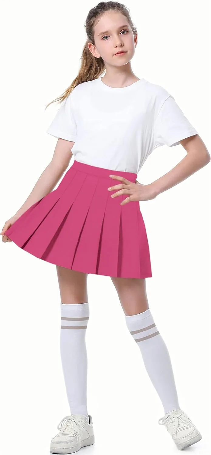 Joe Wenko Girls Women's Pleated Skirt, High Waist School Uniform A-Line Short Skirt