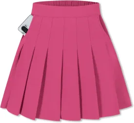 Joe Wenko Girls Women's Pleated Skirt, High Waist School Uniform A-Line Short Skirt
