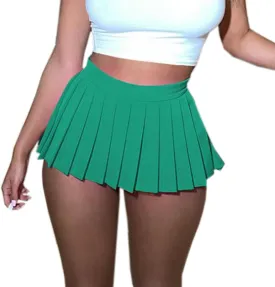 Joe Wenko Womens Mini Pleated Skirts Sexy Club Y2k High Waist Tennis Skater A-line Skirt