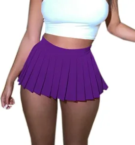 Joe Wenko Womens Mini Pleated Skirts Sexy Club Y2k High Waist Tennis Skater A-line Skirt