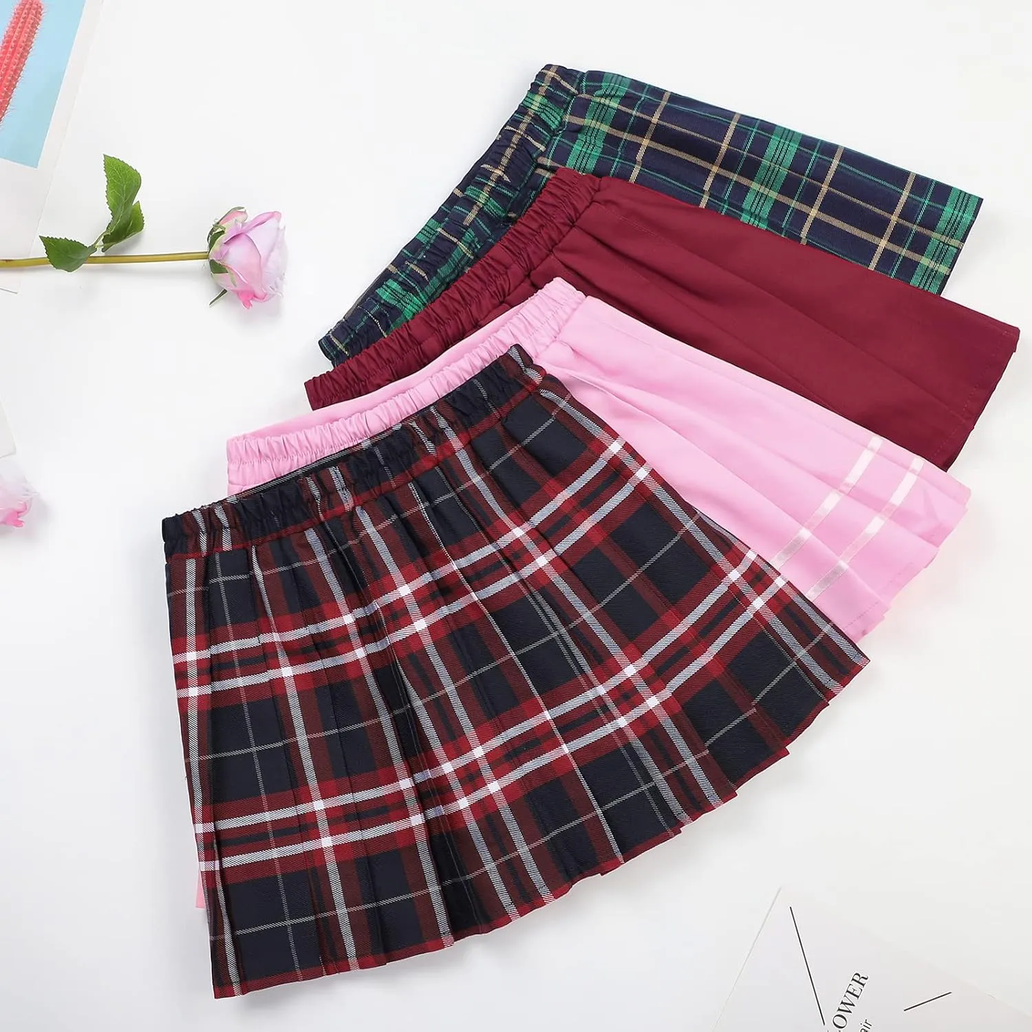 KEREDA Girls Pleated Mini Skirt High Waist Tennis School Uniform Skirts 4-14 Years