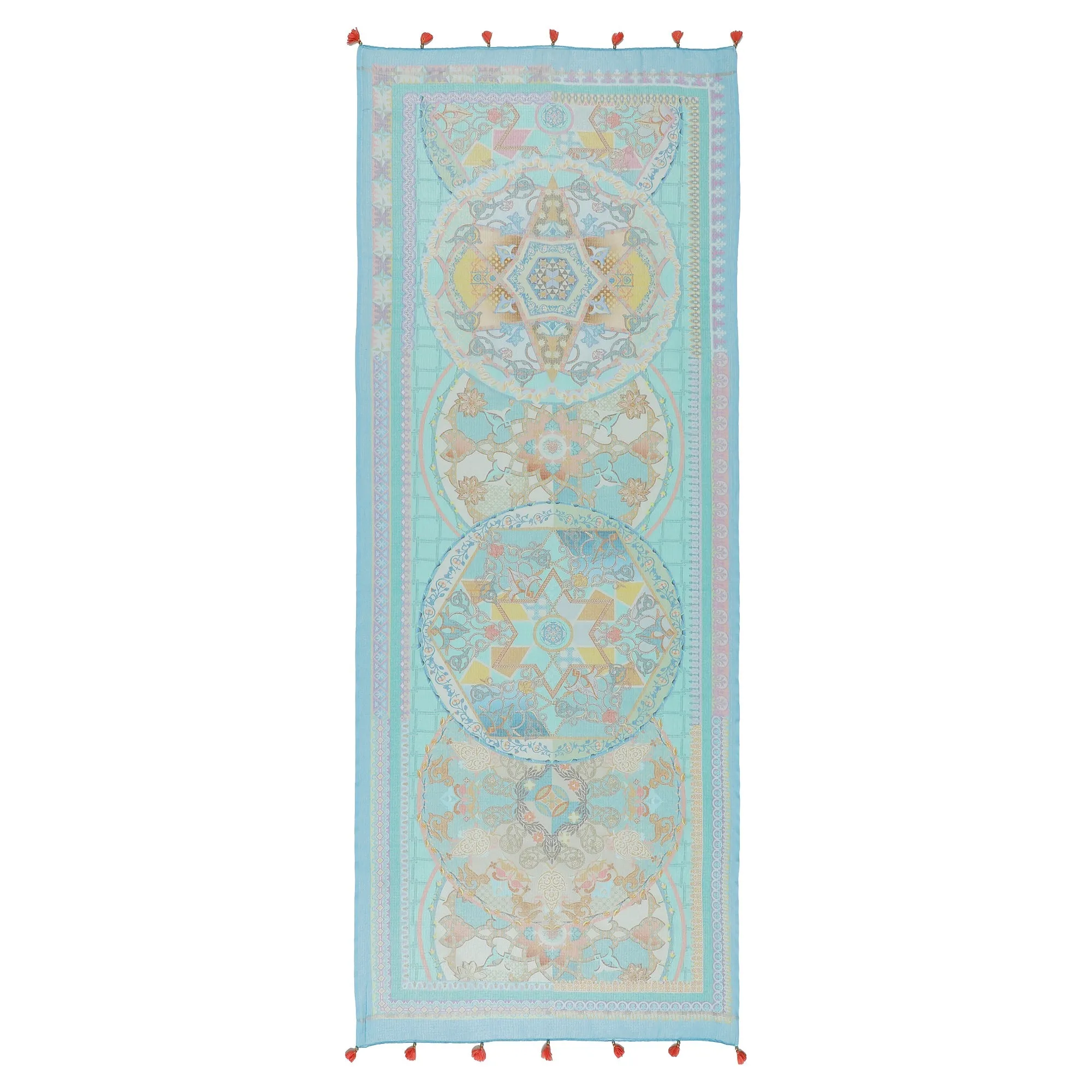 Kinjal: Azure Mix Tint Abstract Printed Cotton Silk Dupatta