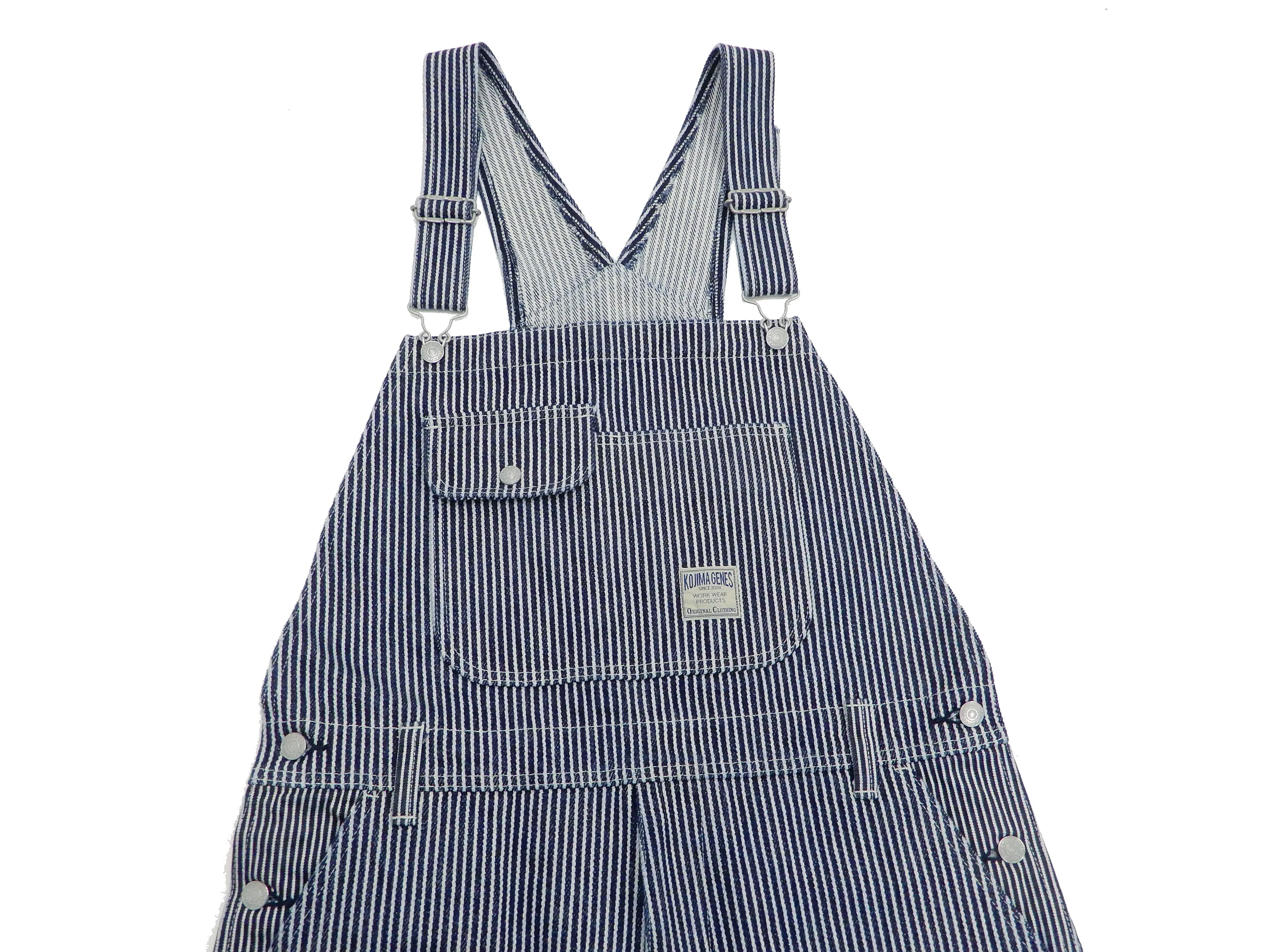 Kojima Genes Overalls Men's Casual 21 oz. Ultra Heavy Hickory Stripe Bib Overall RNB-1321 rnb1321