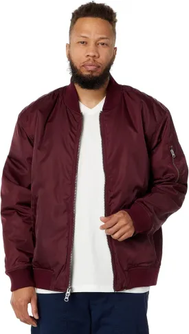 LABEL Go-To Bomber Jacket for Men  Low-Cut Collar  Front Zipper Closure  Multiple Pockets  100% Nylon