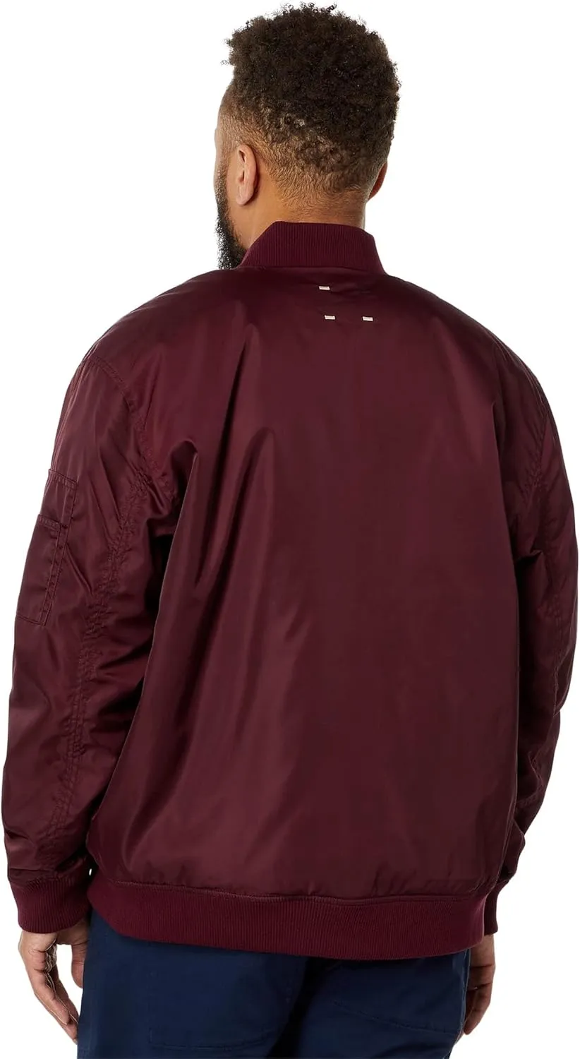 LABEL Go-To Bomber Jacket for Men  Low-Cut Collar  Front Zipper Closure  Multiple Pockets  100% Nylon