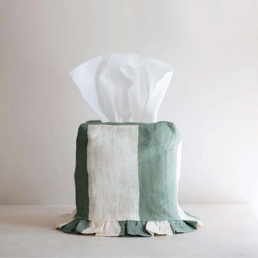 Linen Tissue Cover - Mint Stripe