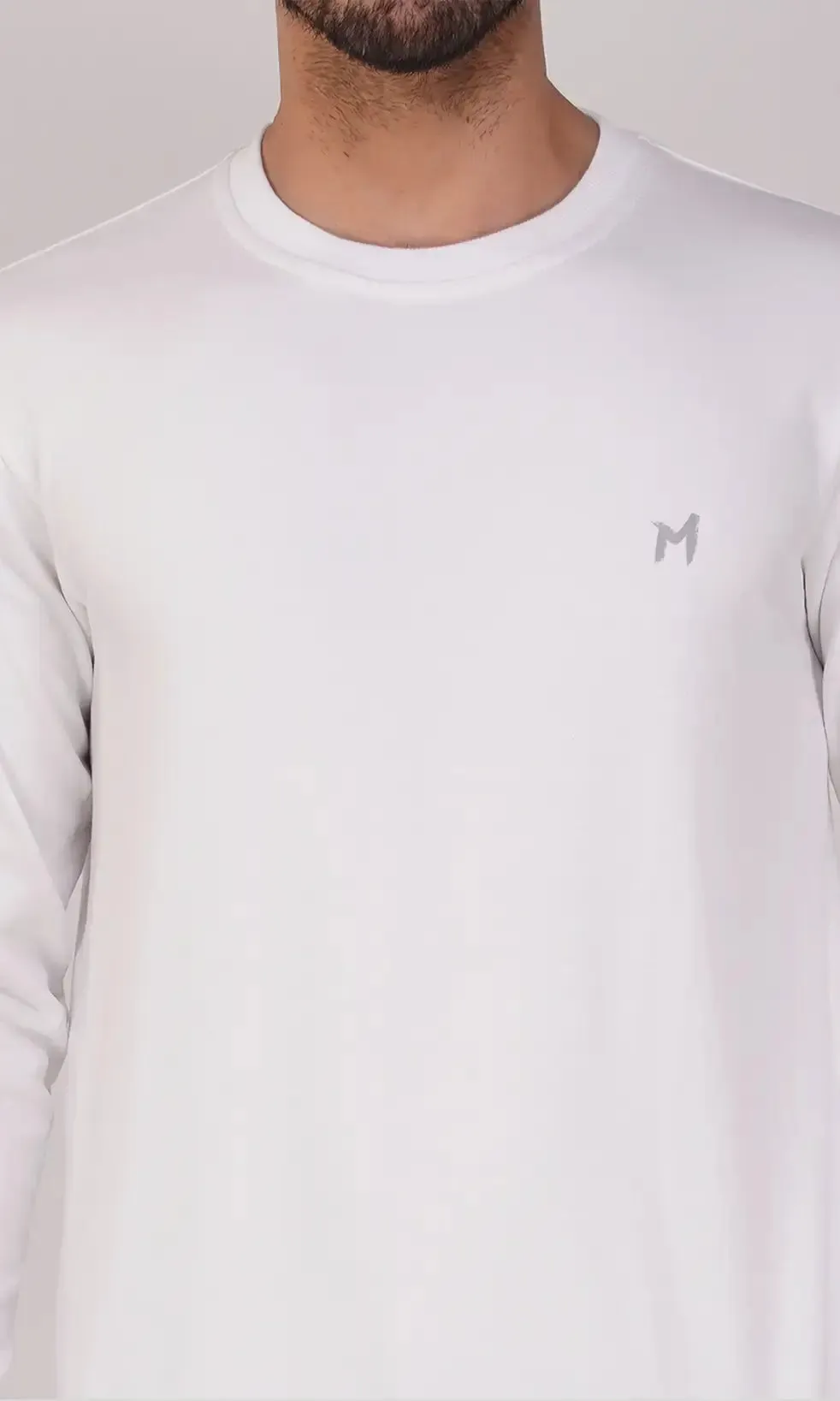 Mebadass Cotton Men's Winterwear Sweatshirt - White