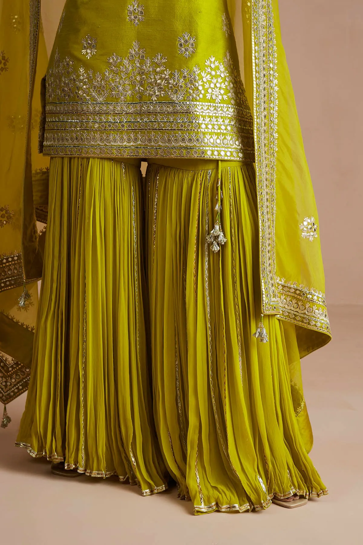 Mehendi Green Gota Gharara Set