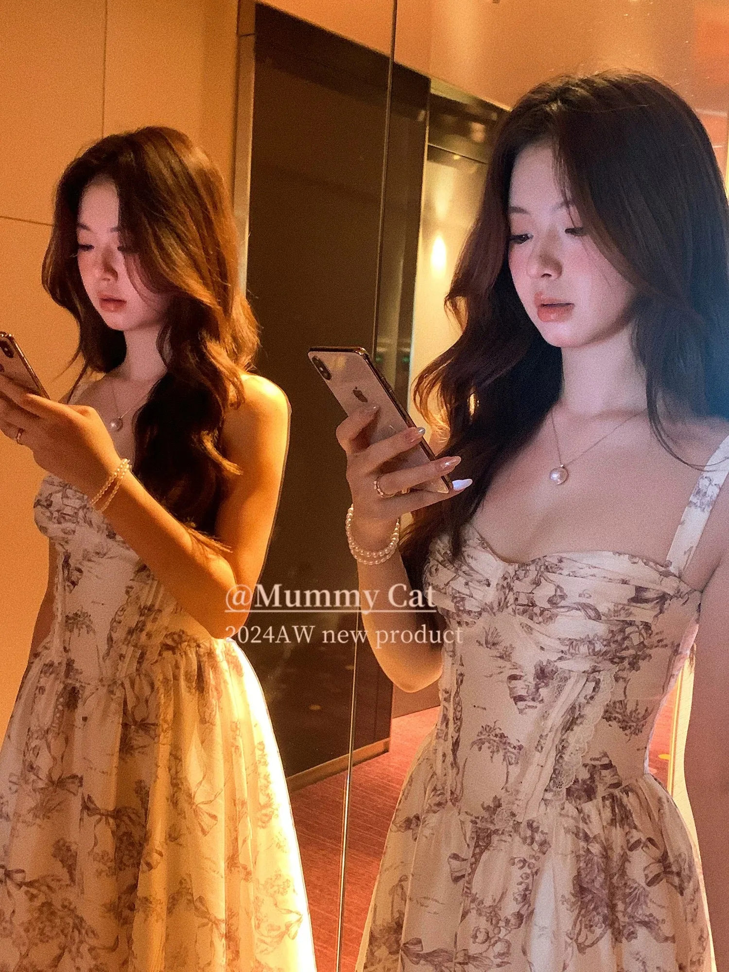 [Mummy Cat] Toile de Jouy Princess Floral Dress Gown