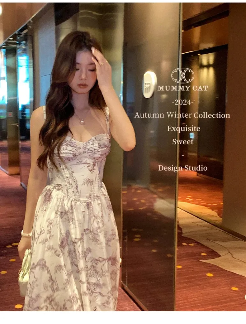 [Mummy Cat] Toile de Jouy Princess Floral Dress Gown