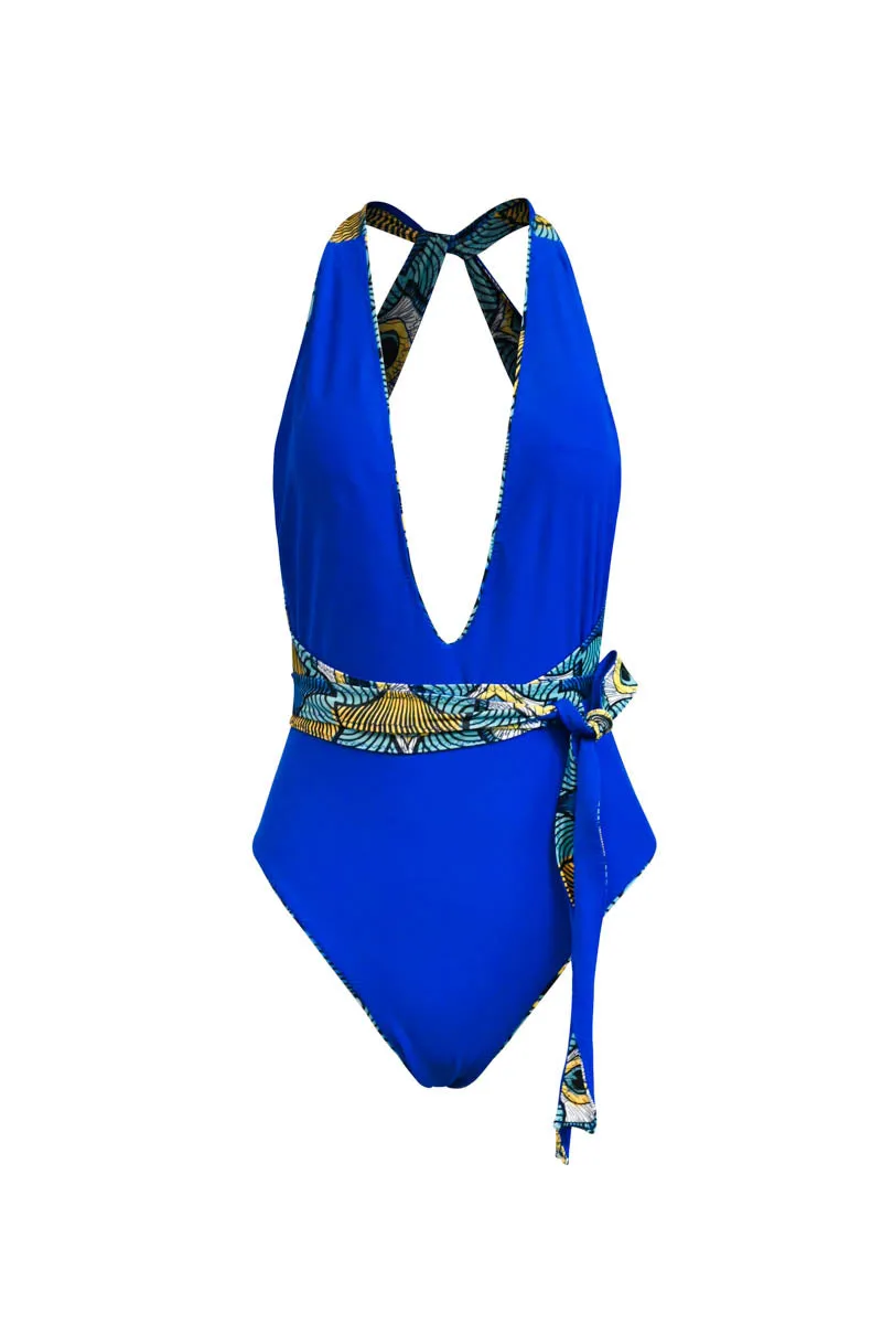 Nailah Reversi One Piece Swimsuit - Teal/Blue Ewa Naibu