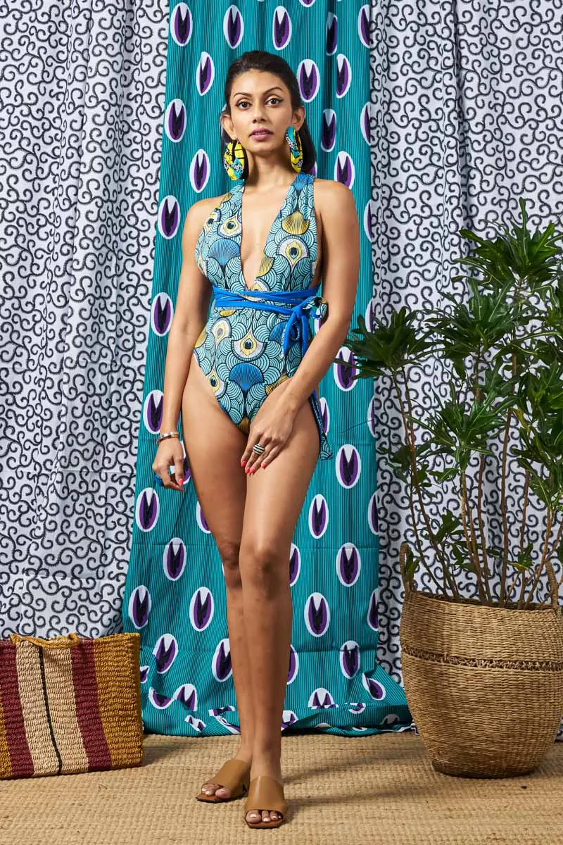 Nailah Reversi One Piece Swimsuit - Teal/Blue Ewa Naibu