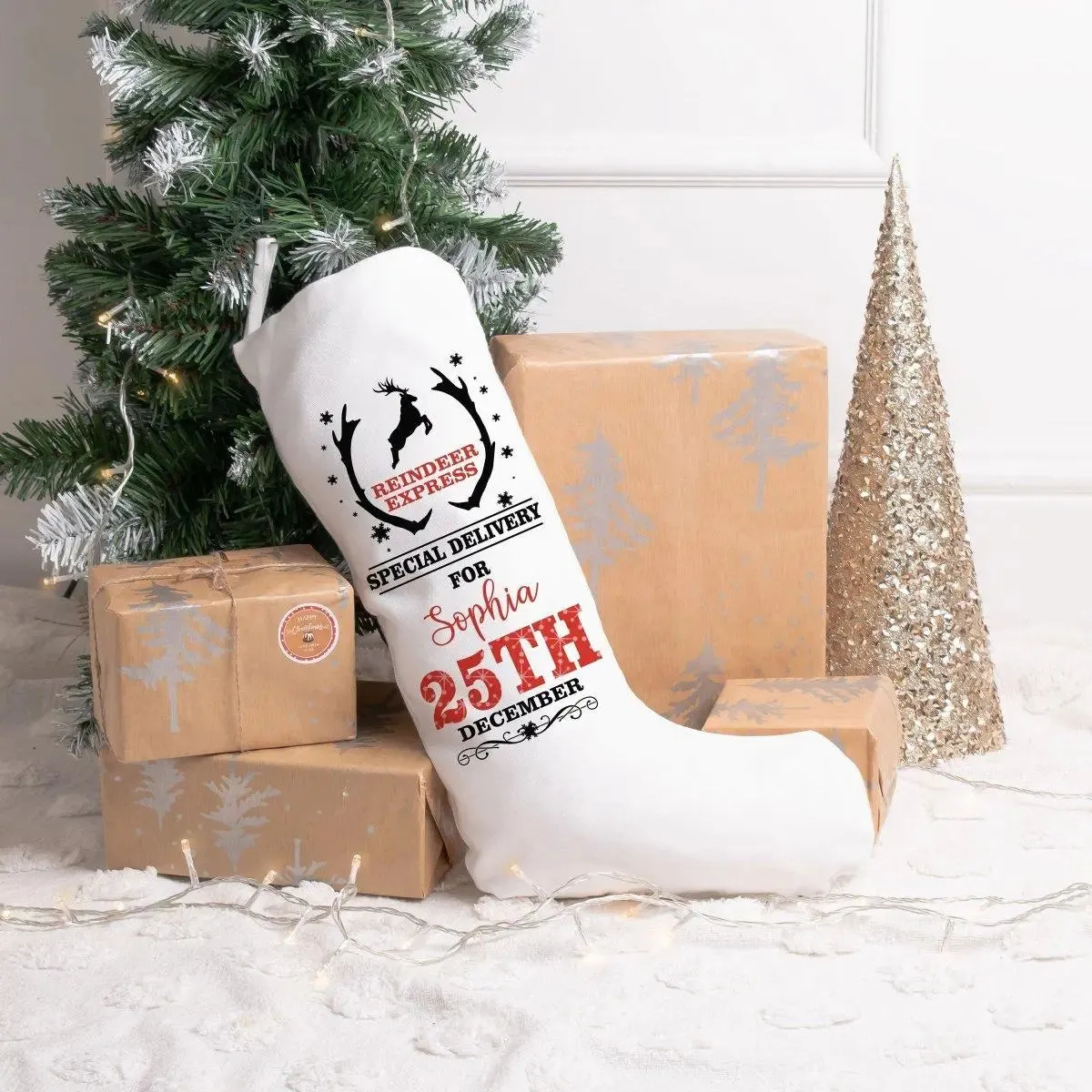 Personalised Christmas Reindeer Stocking, Reindeer Family Christmas Decoration, Christmas Decor, Christmas Santa Stocking, Christmas Family