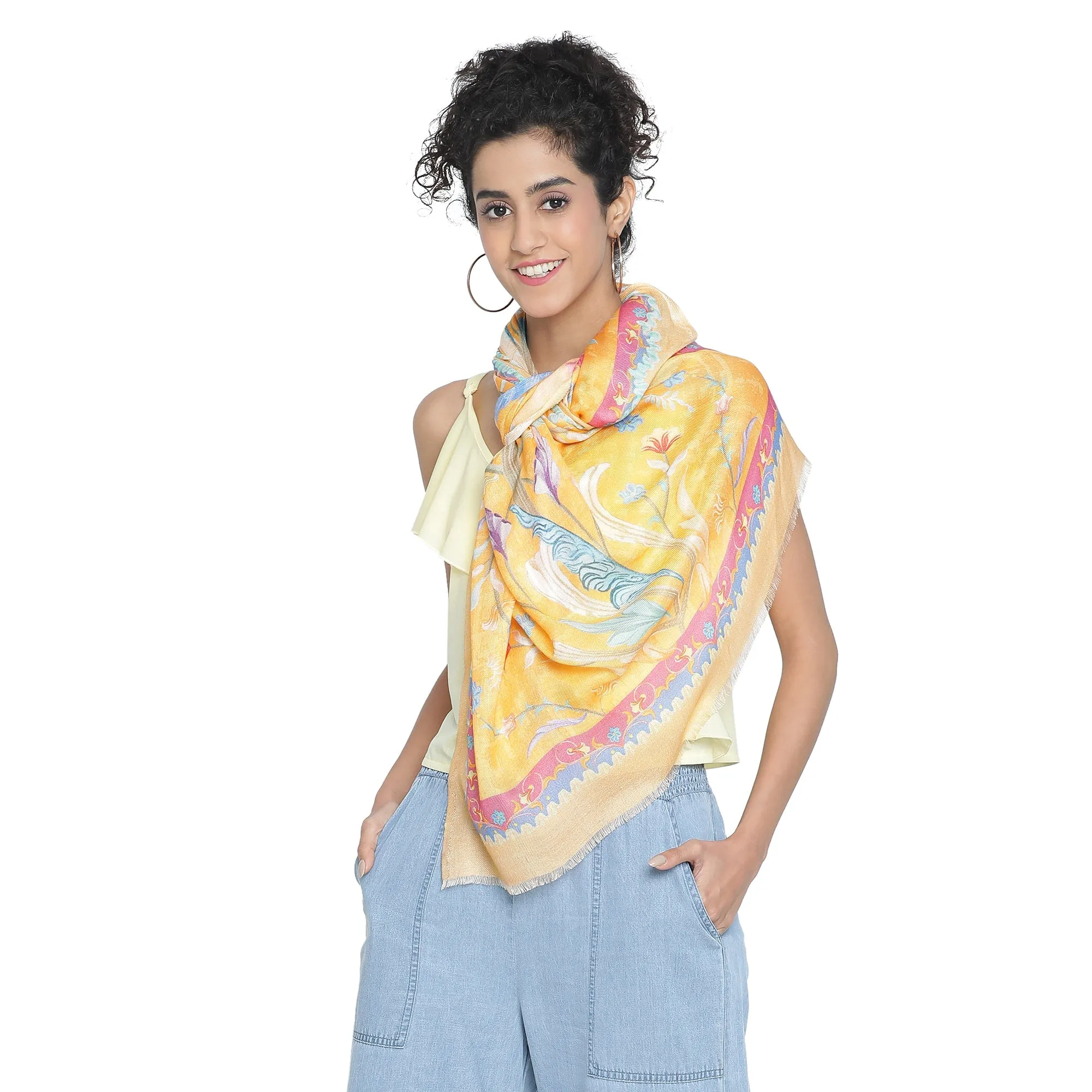 Raahi: Bliss Silk Modal Botanic Whispers Printed Stole