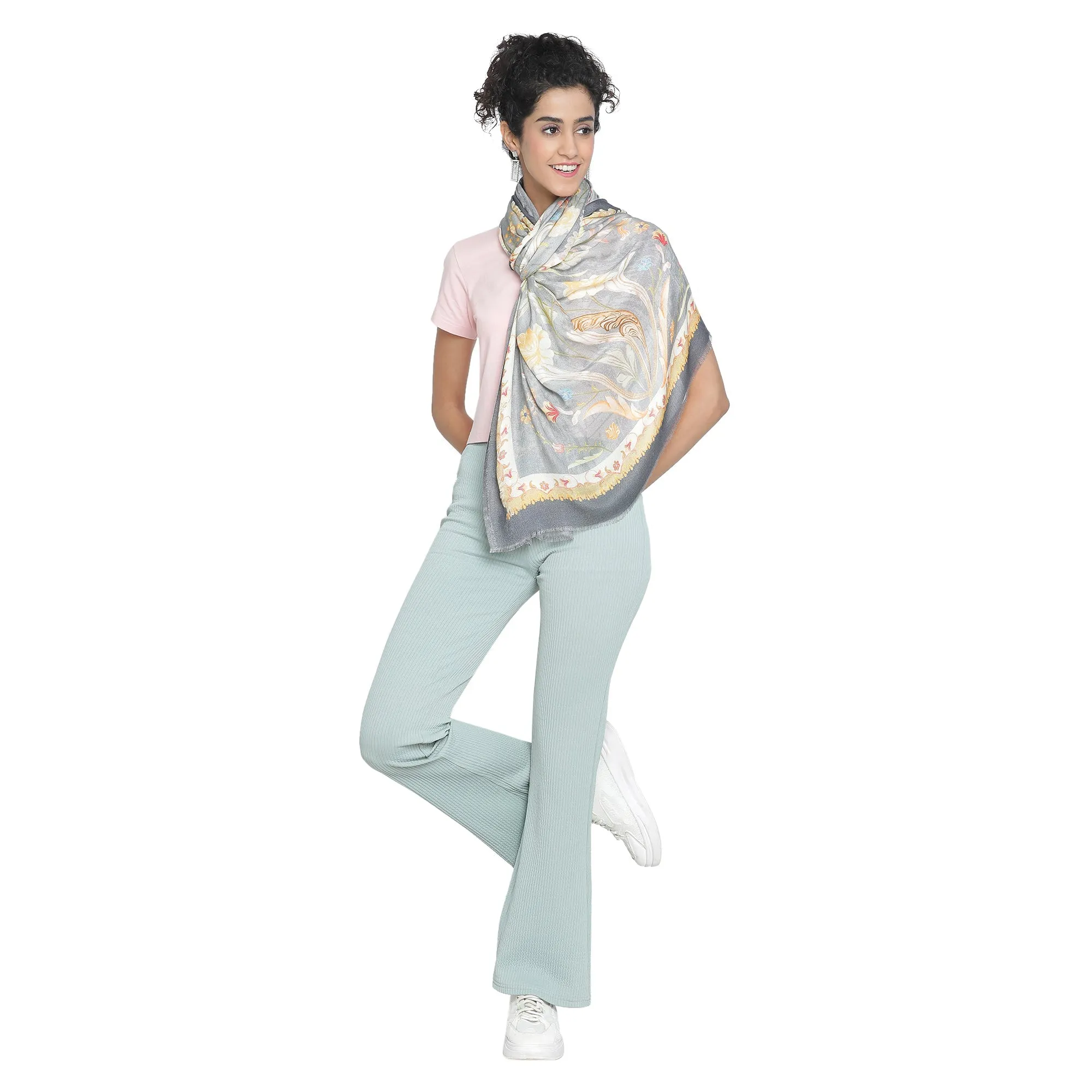 Raahi: Bliss Silk Modal Botanic Whispers Printed Stole