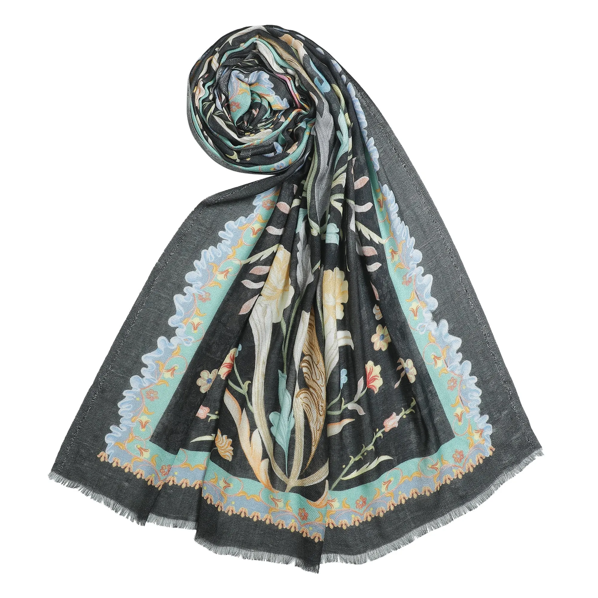 Raahi: Bliss Silk Modal Botanic Whispers Printed Stole