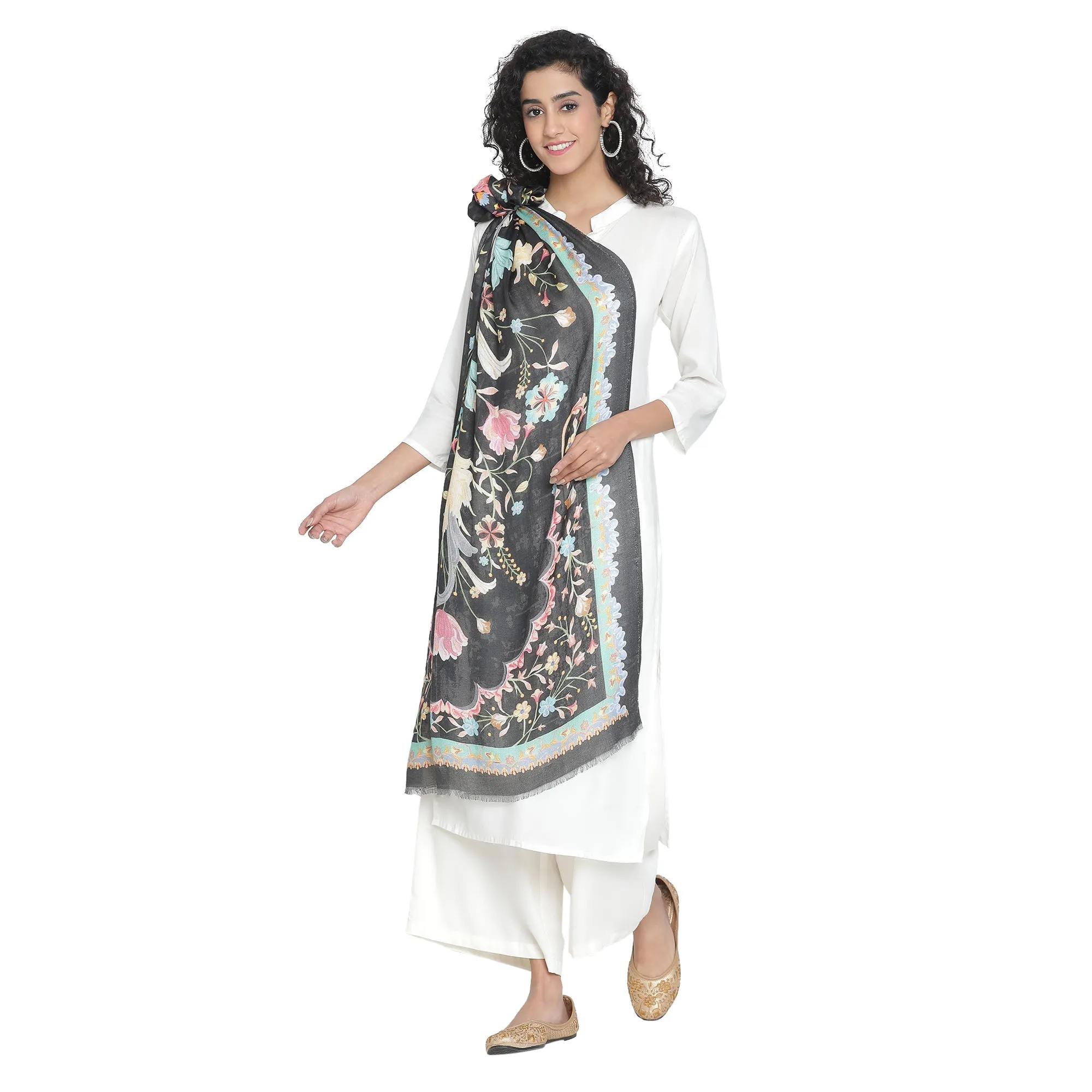 Raahi: Bliss Silk Modal Botanic Whispers Printed Stole