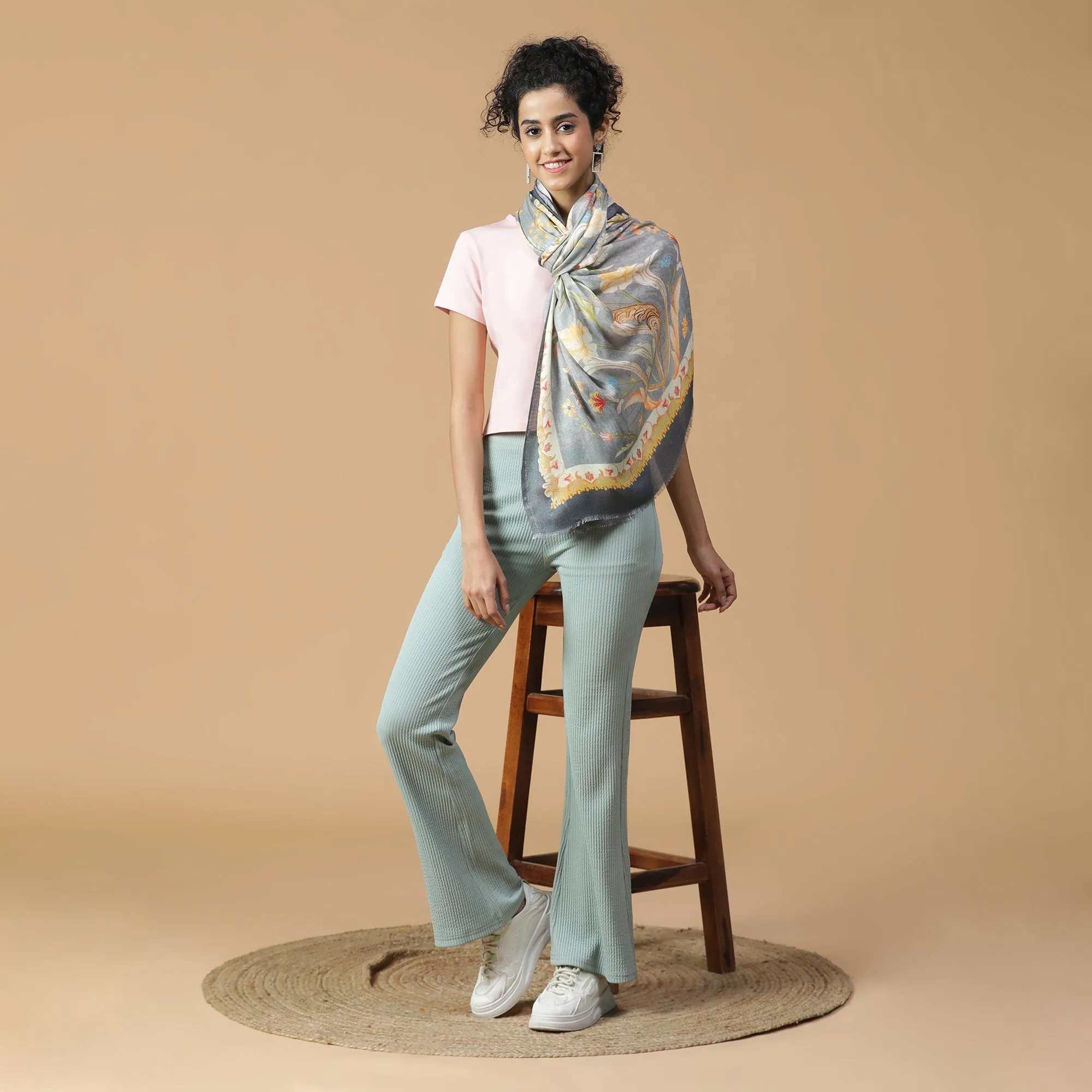 Raahi: Bliss Silk Modal Botanic Whispers Printed Stole