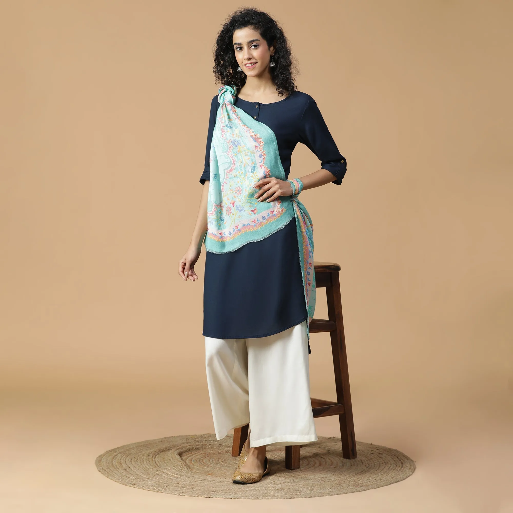 Raahi: Bliss Silk Modal Botanic Whispers Printed Stole