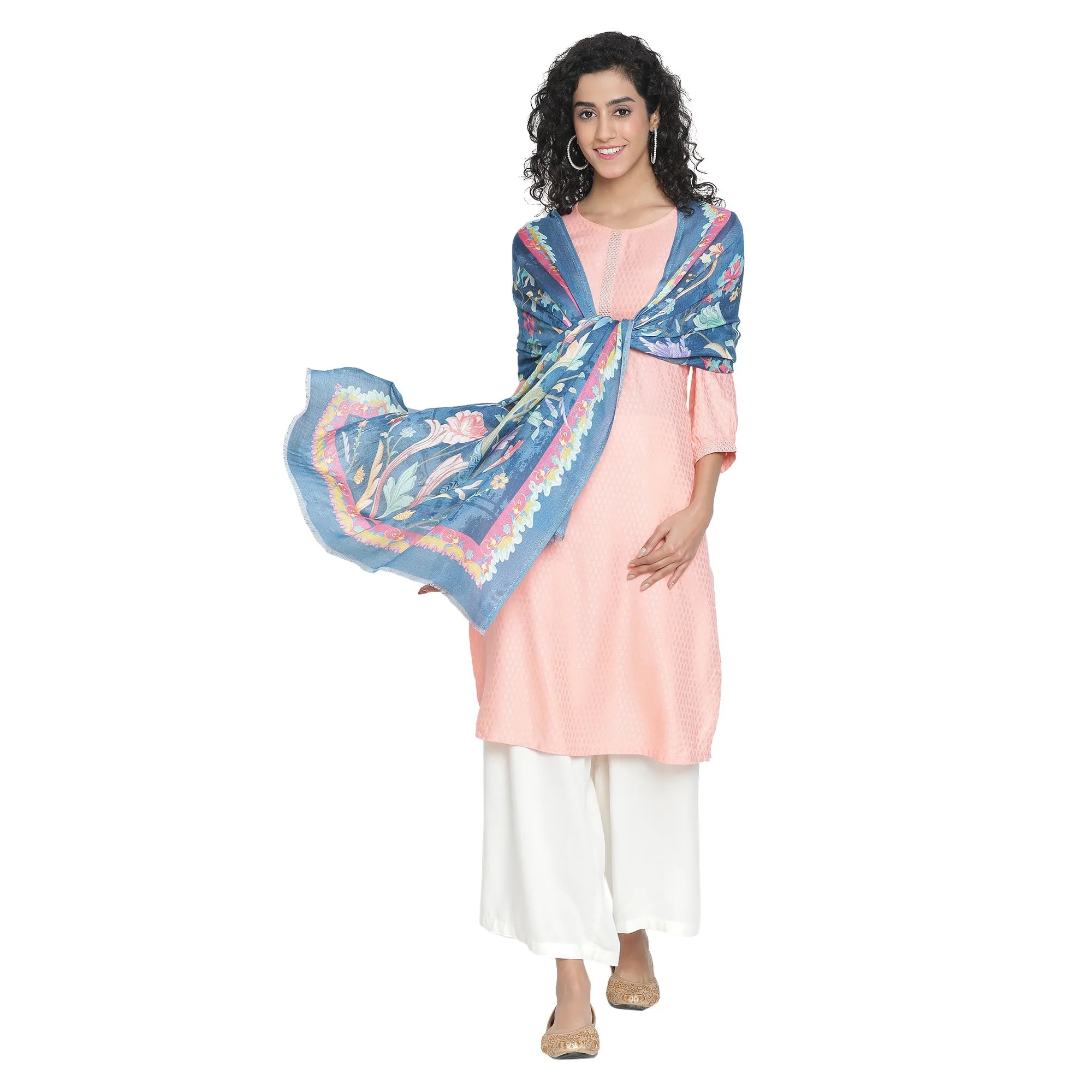 Raahi: Bliss Silk Modal Botanic Whispers Printed Stole