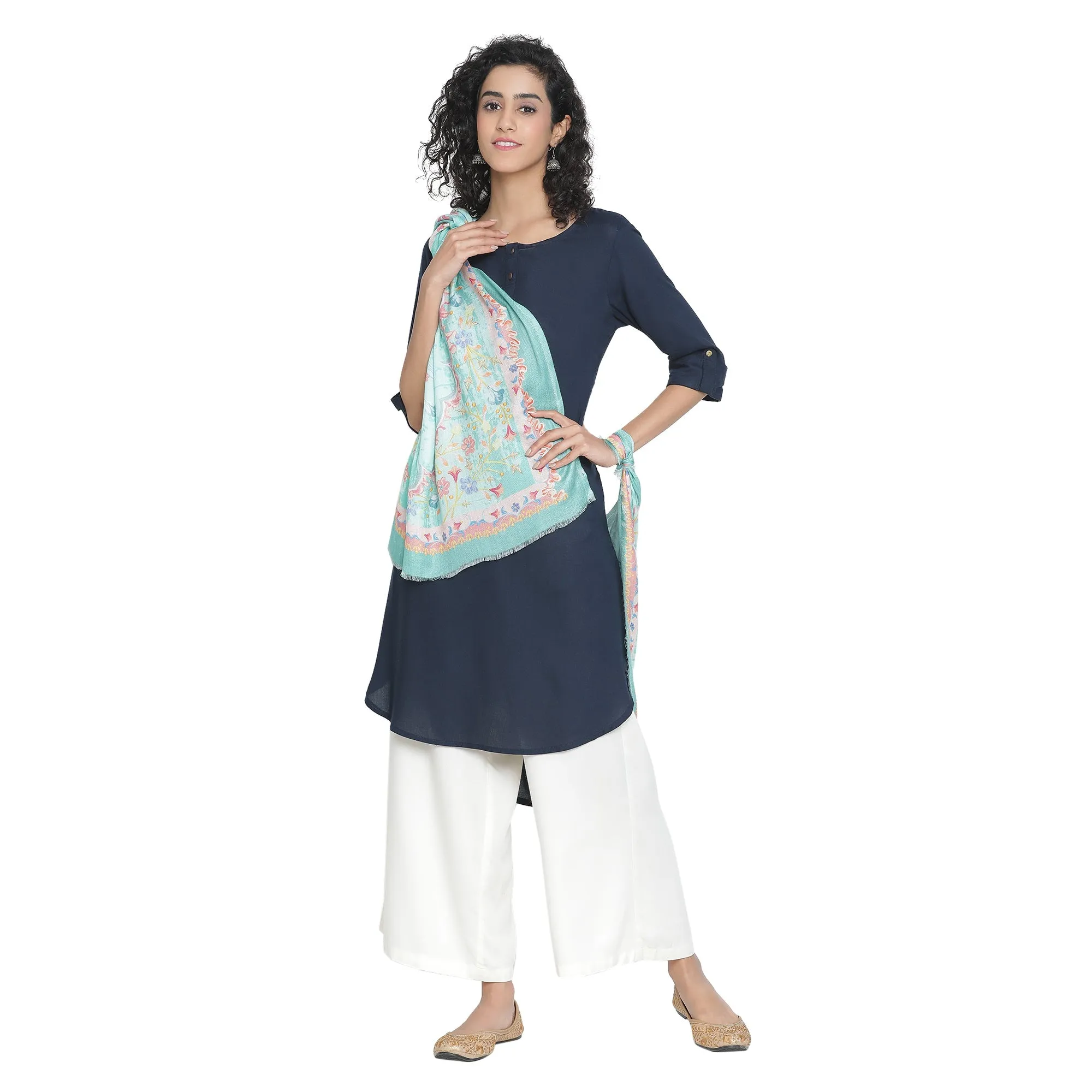 Raahi: Bliss Silk Modal Botanic Whispers Printed Stole