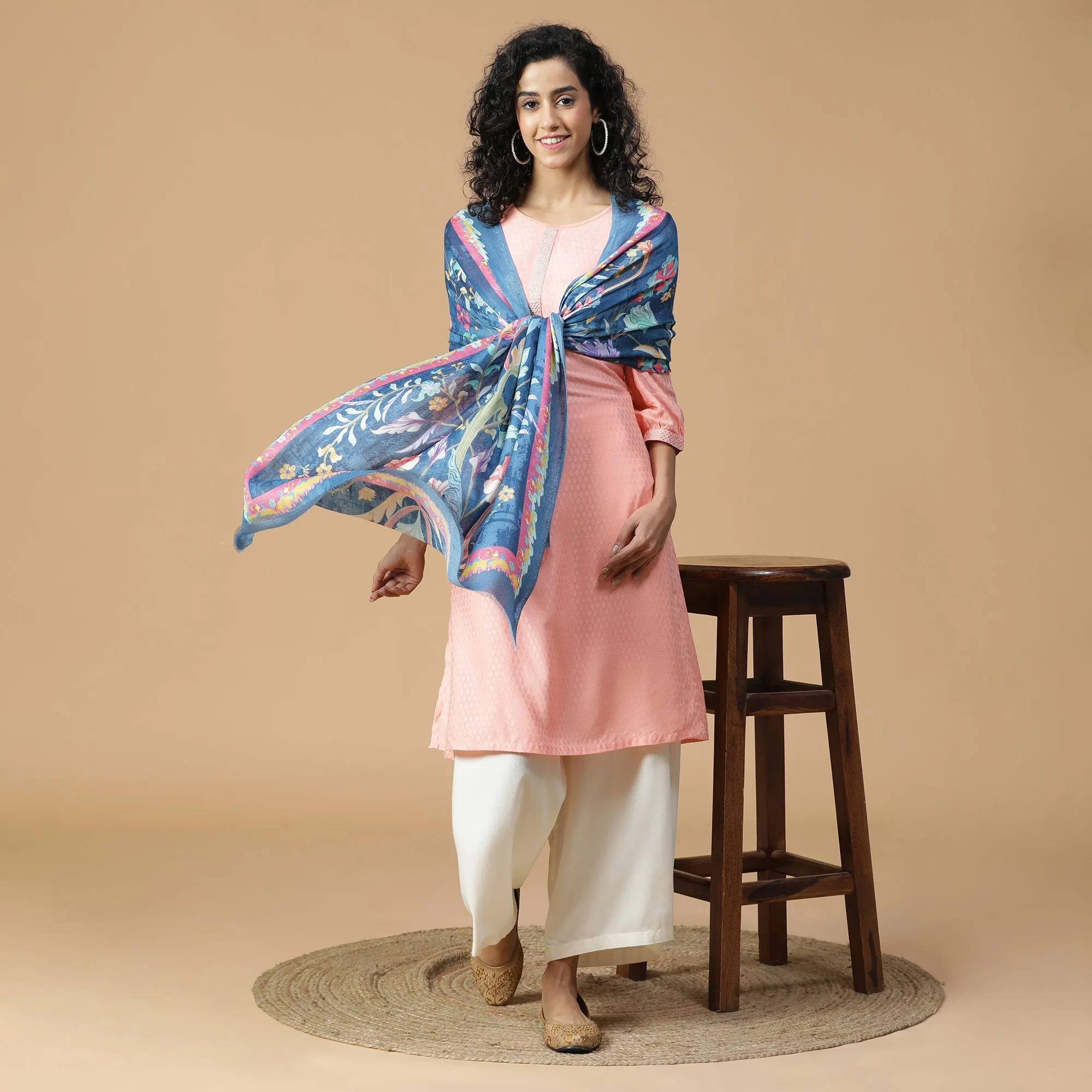 Raahi: Bliss Silk Modal Botanic Whispers Printed Stole
