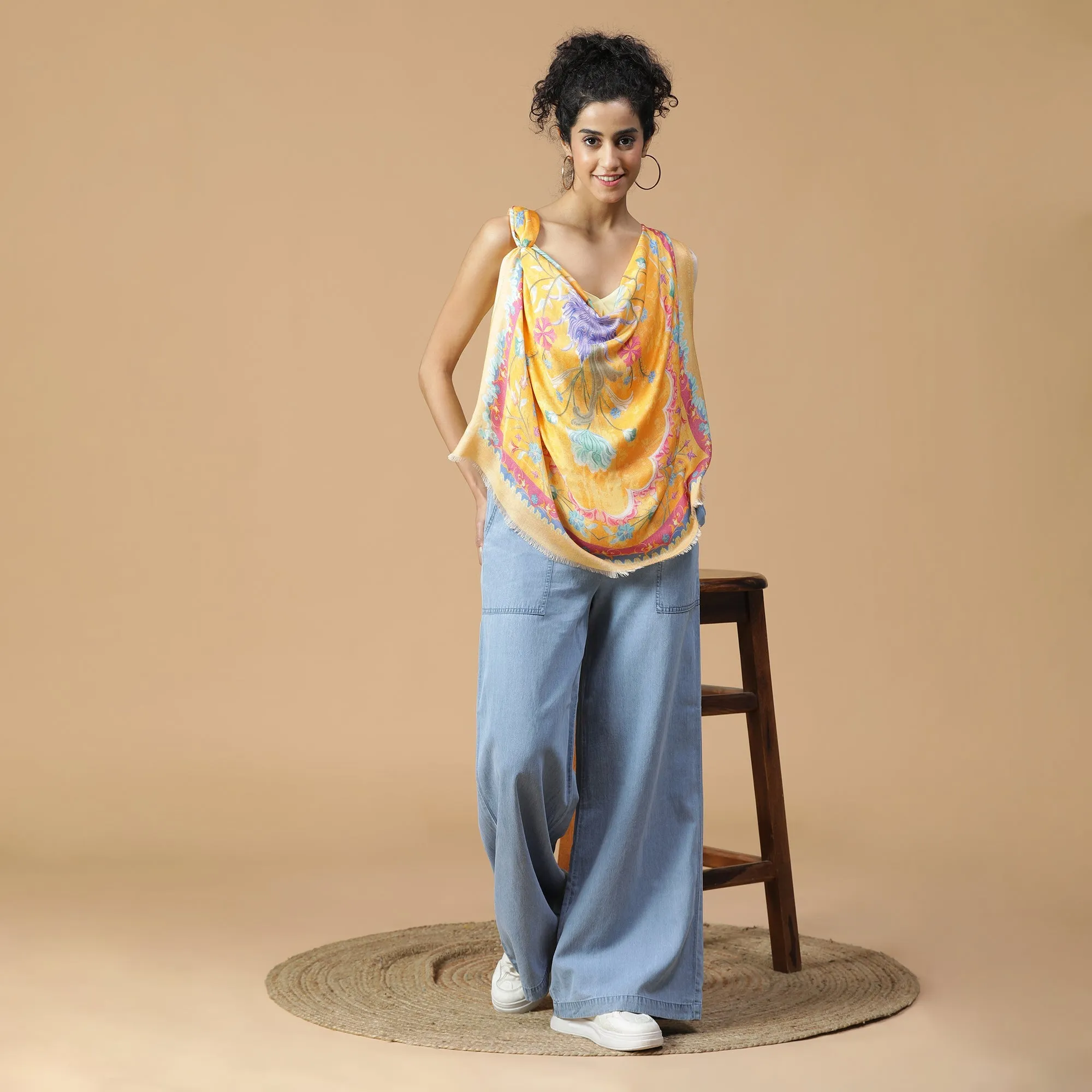 Raahi: Bliss Silk Modal Botanic Whispers Printed Stole