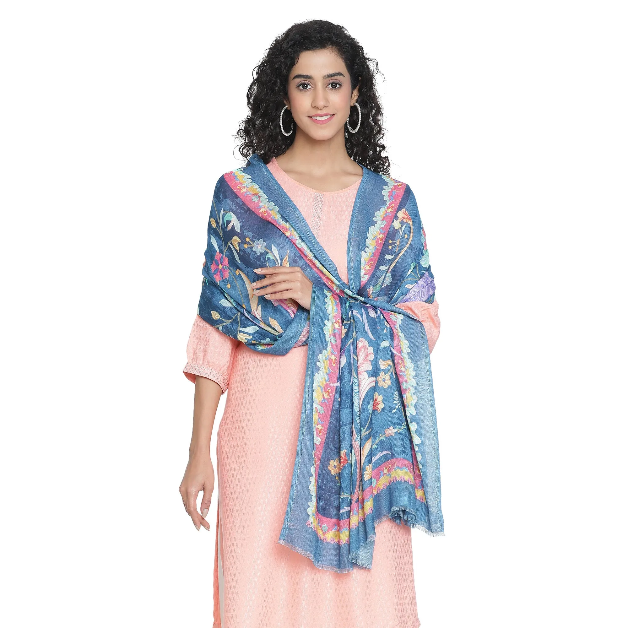 Raahi: Bliss Silk Modal Botanic Whispers Printed Stole