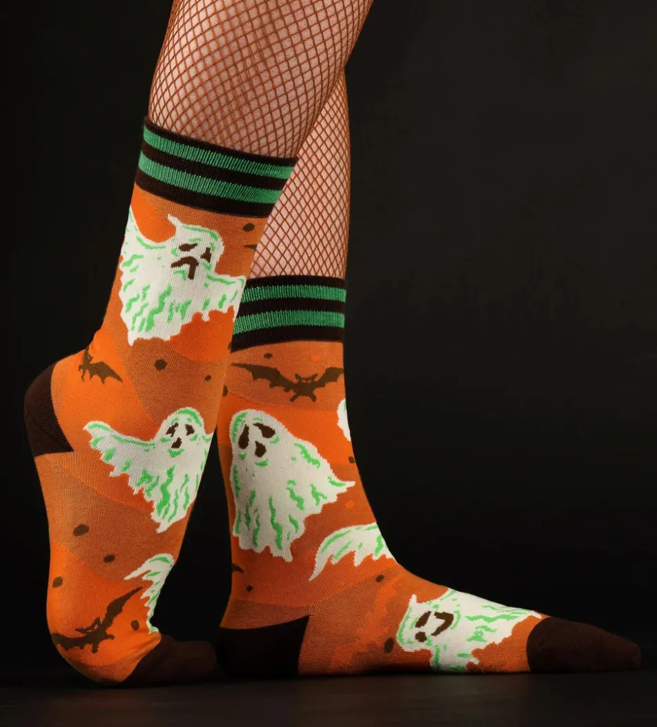 Retro Halloween Ghost Crew Socks
