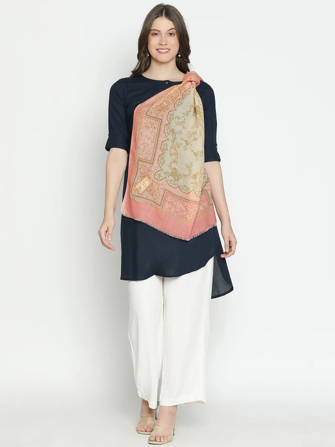 Serenade Women Wool Lurex Printed Stole