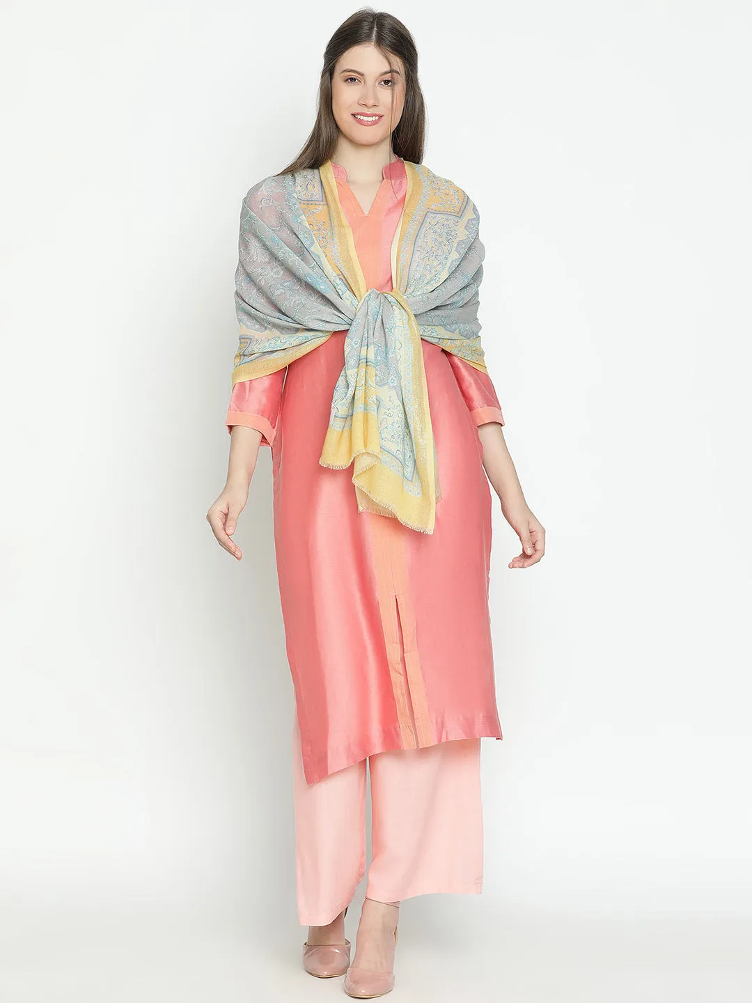 Serenade Women Wool Lurex Printed Stole