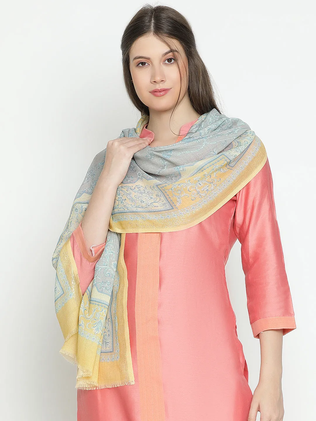 Serenade Women Wool Lurex Printed Stole