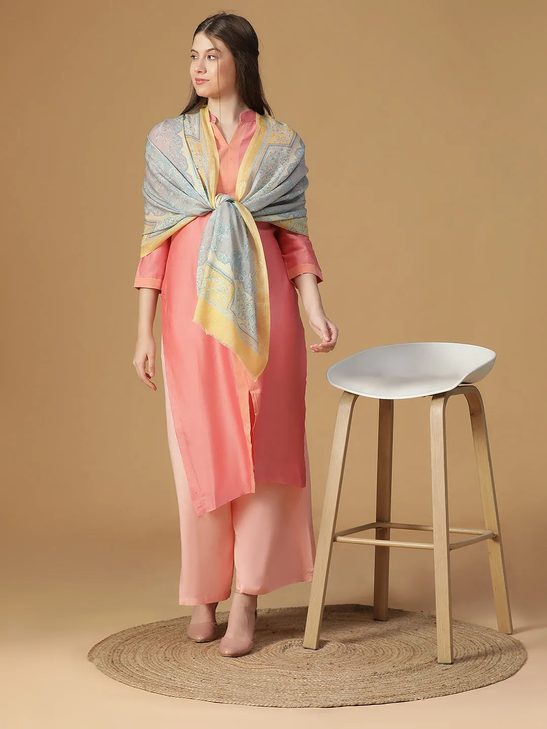 Serenade Women Wool Lurex Printed Stole