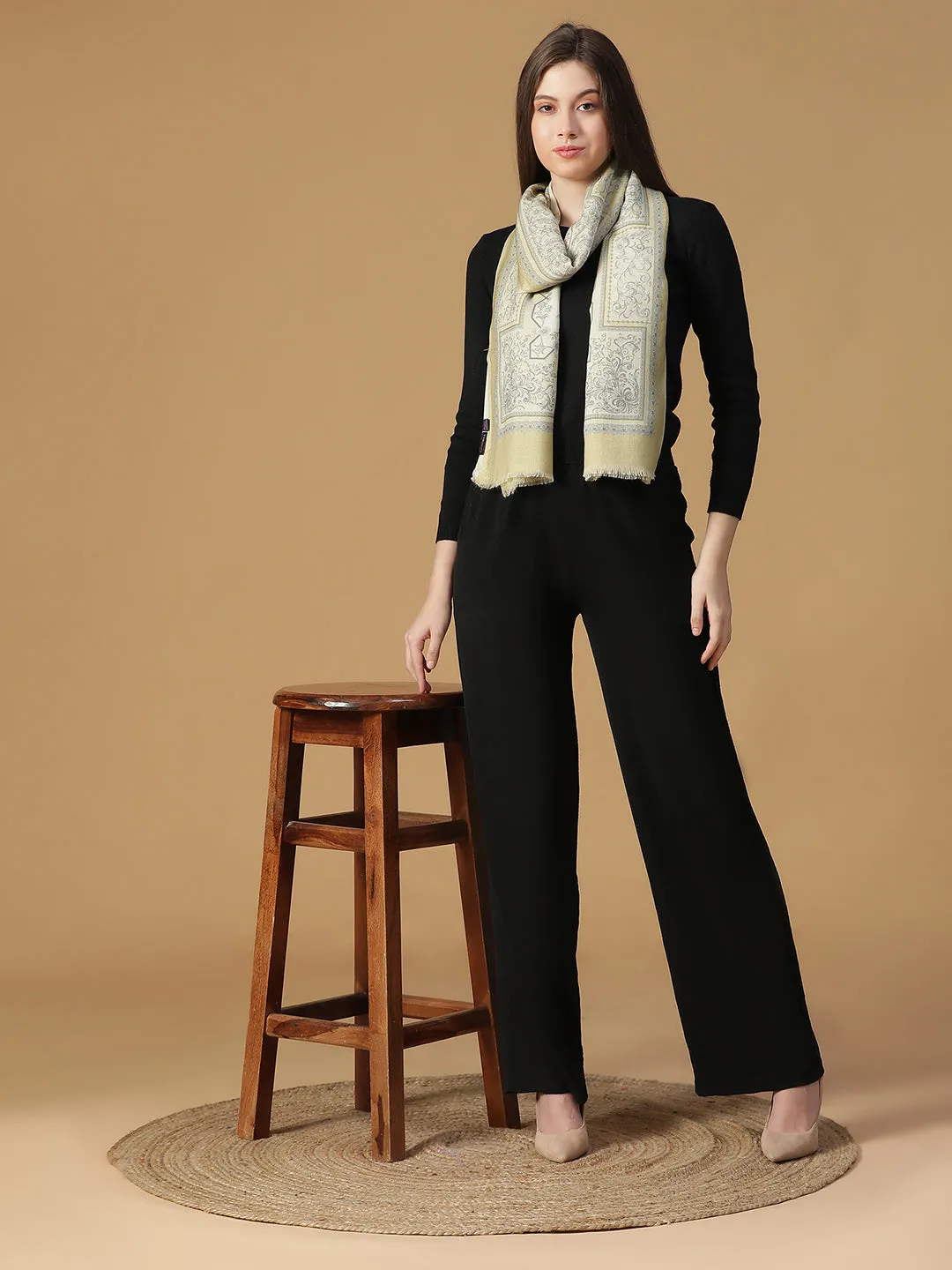 Serenade Women Wool Lurex Printed Stole