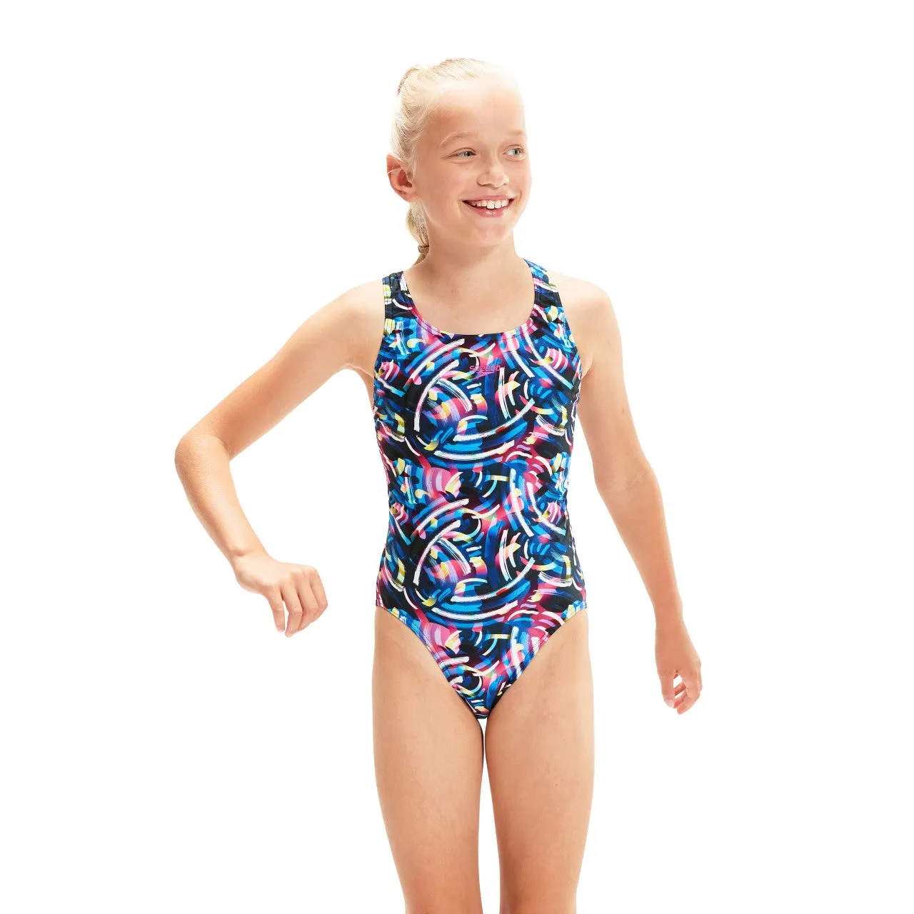 Speedo Junior Allover Digital Leaderback Swimsuit-