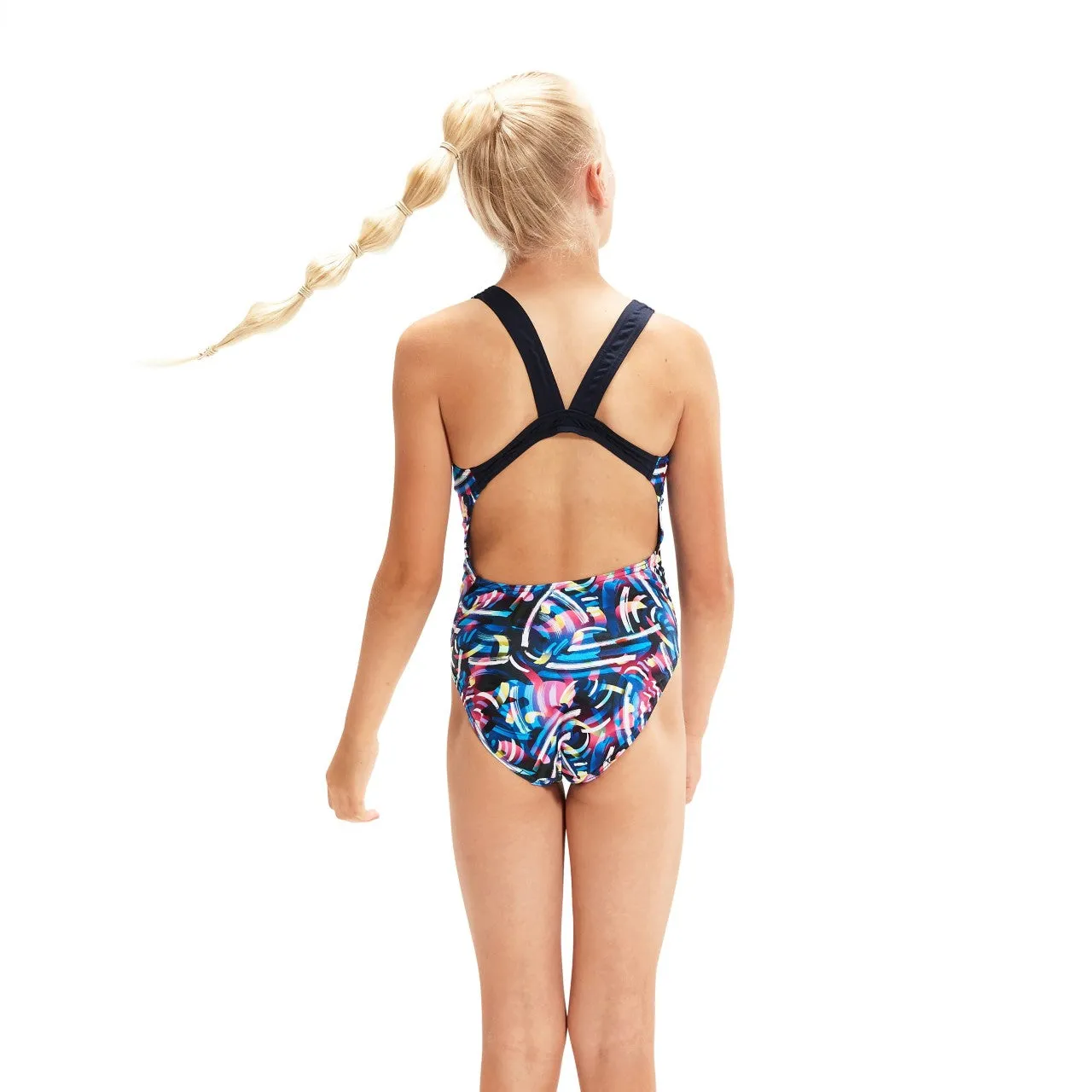 Speedo Junior Allover Digital Leaderback Swimsuit-