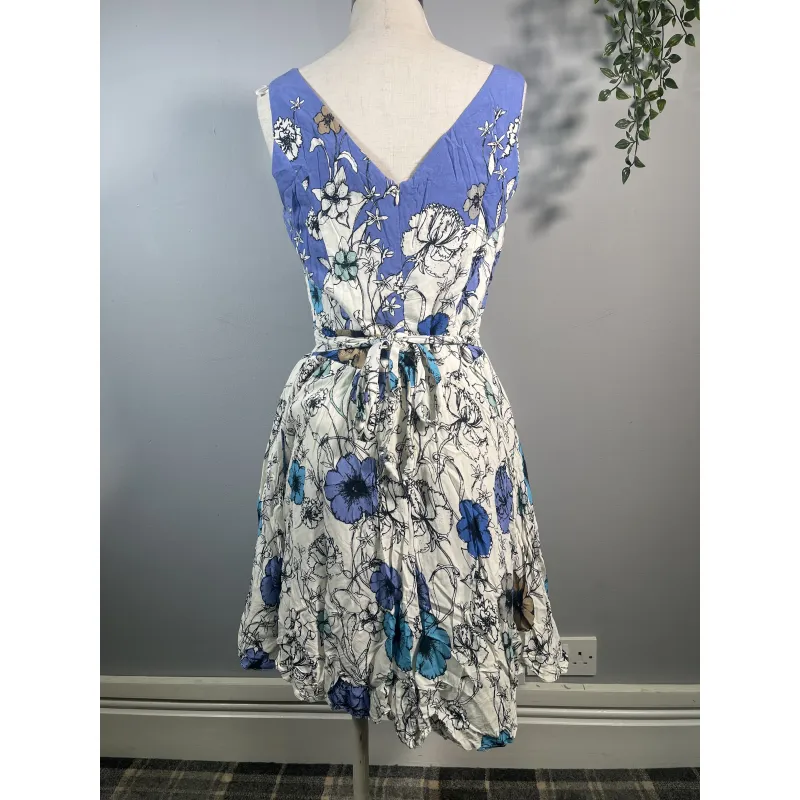 Tea Dress - Blue Flower Border (14)