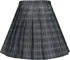Urban CoCo Womens Uniforms Plaid Pleated Mini Skirt