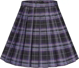 Urban CoCo Womens Uniforms Plaid Pleated Mini Skirt