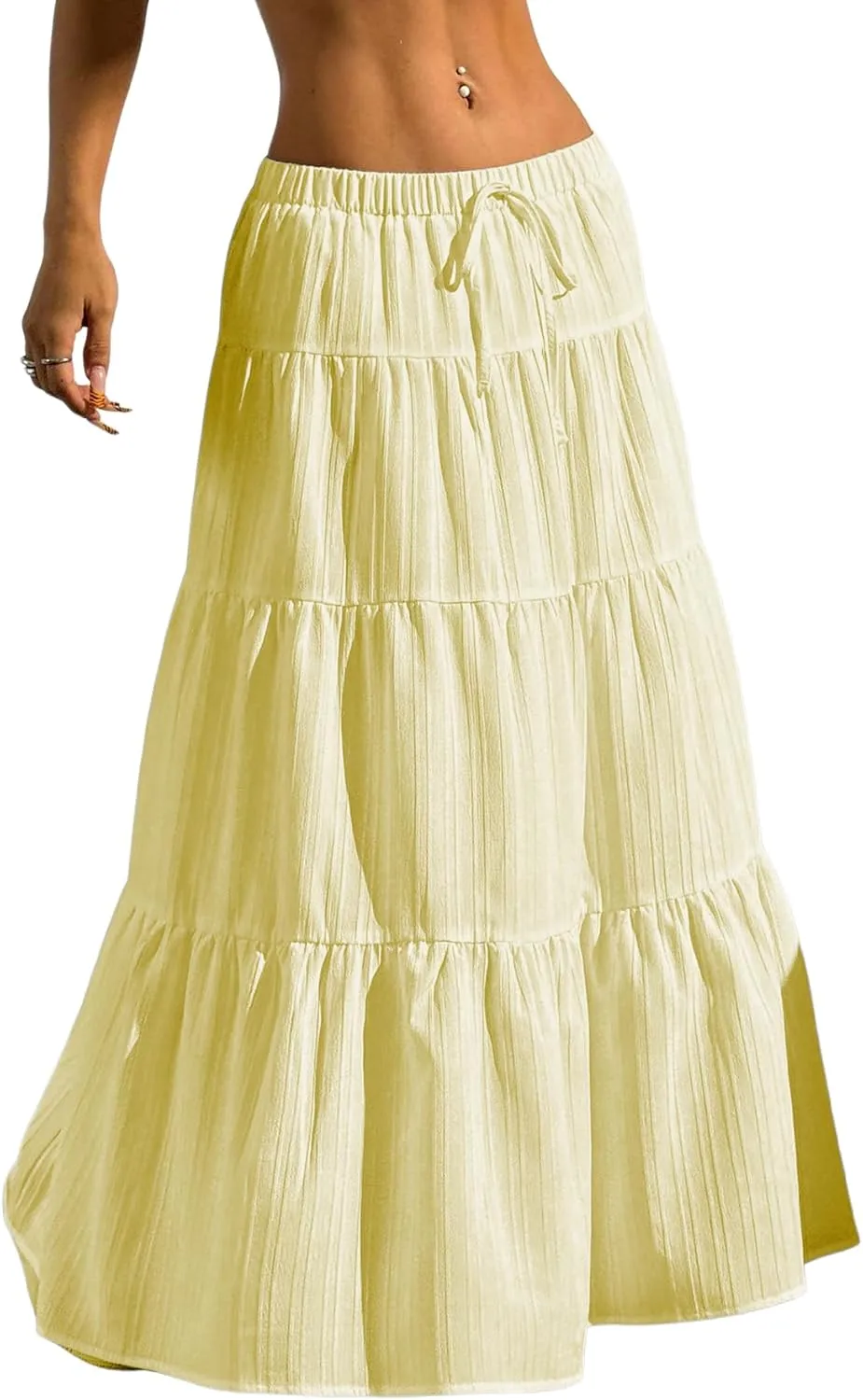 Verdusa Women's Flowy Flared Ruffle Boho Long Skirt Summer Maxi Skirt Going Out Outfits