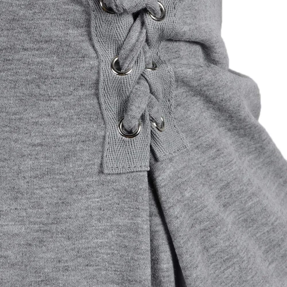 Women Casual Fall Dress - Long Bell Sleeve Pleated Bodycon Fitted Mini Work Clothes Club Outfit