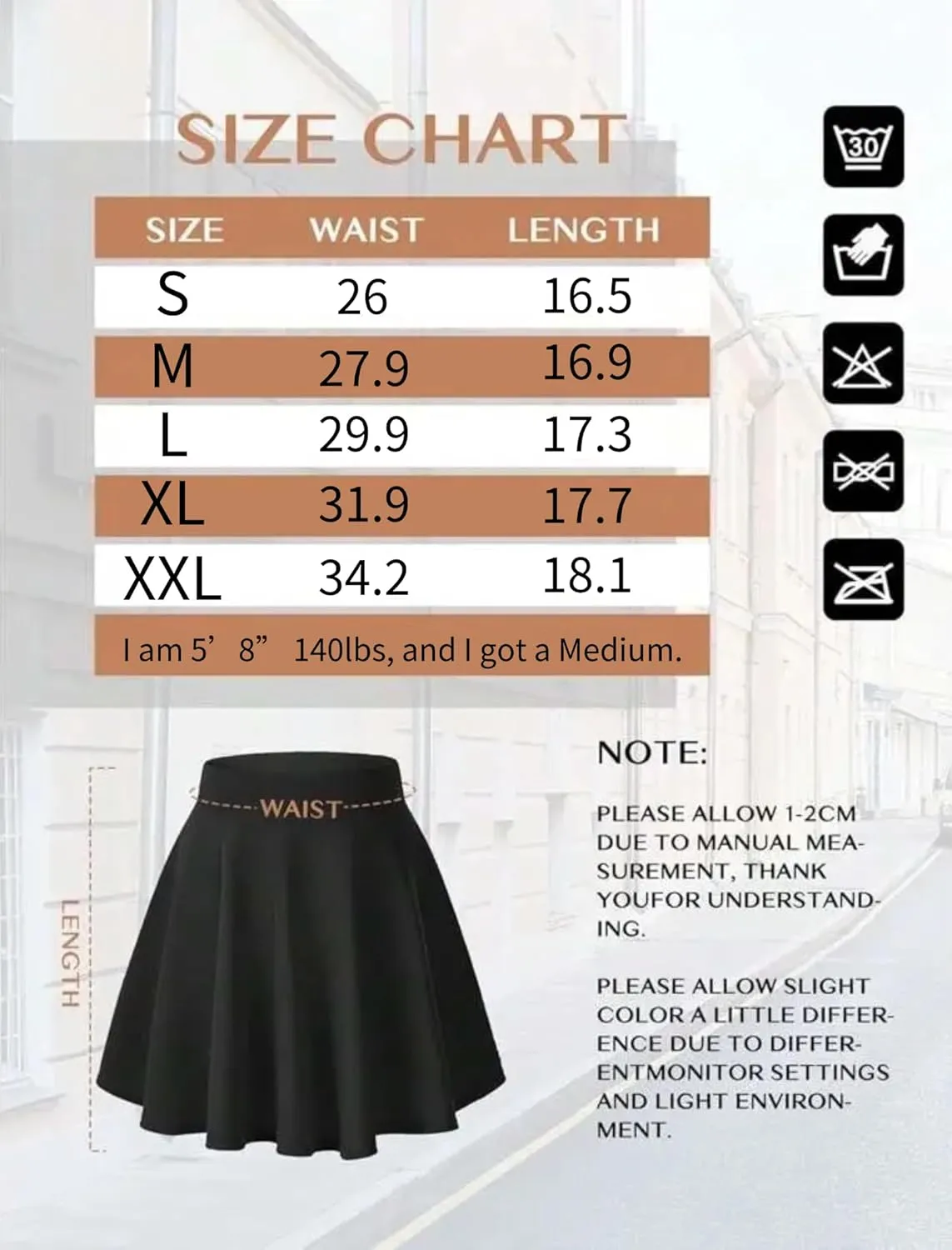 Women's Basic Stretchy Flared Mini Skater Skirt Versatile A-Line Casual Skirt with Fishnet Stockings S-XXL