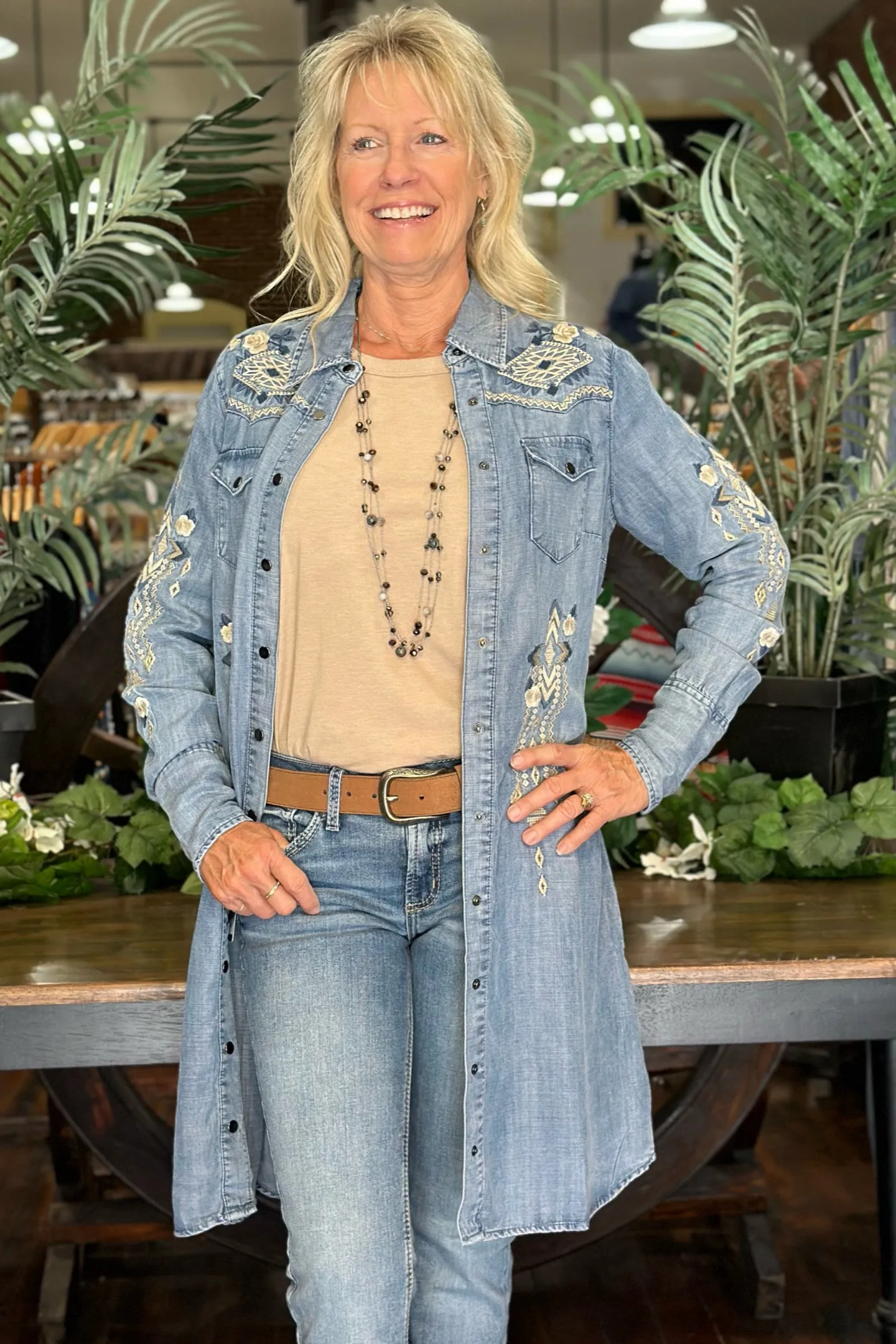 Women's Denim Western  Embroidery Shirtdress by Stetson