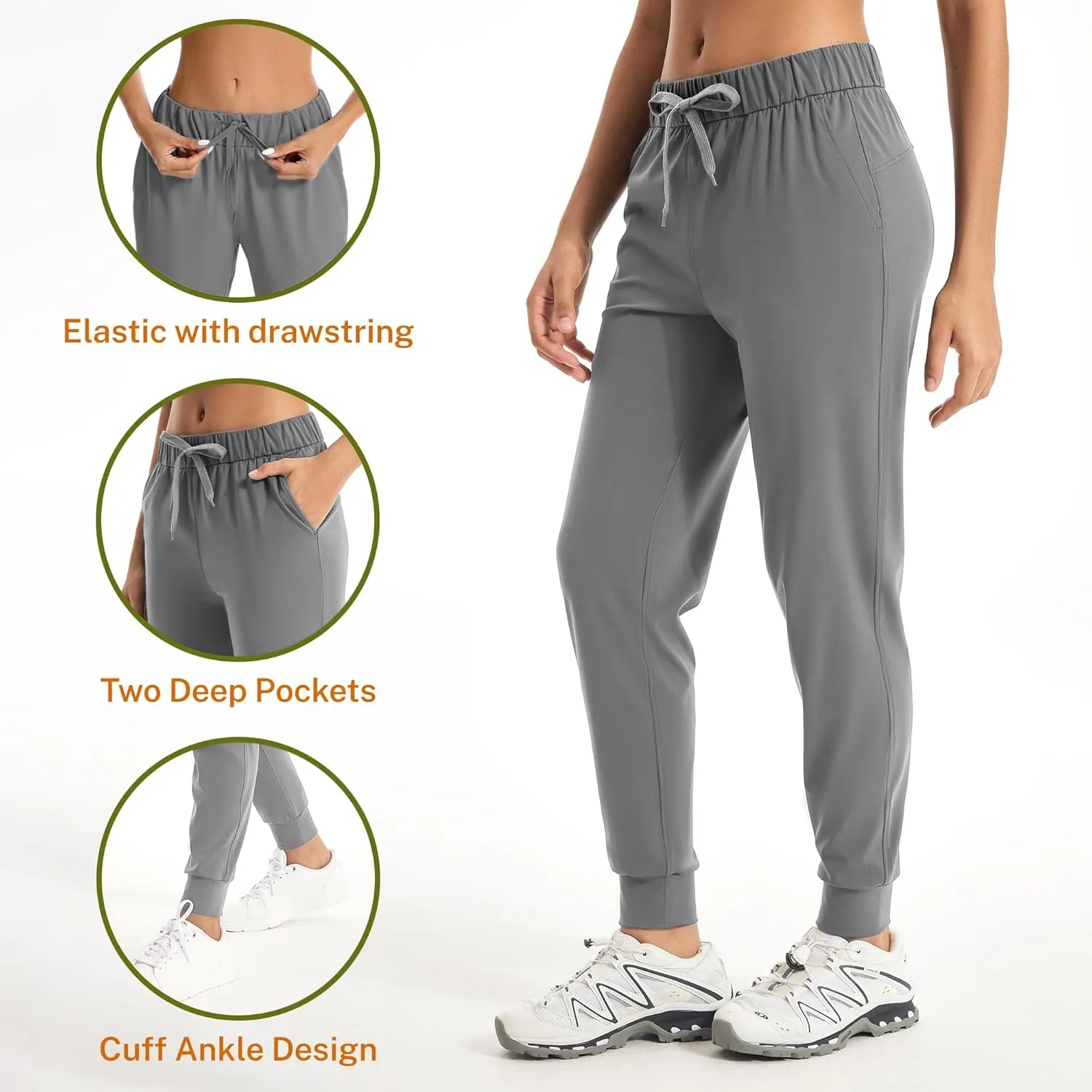 Women's Joggers Pants with Pockets Drawstring Running Sweatpants Workout Casual Tapered Pants