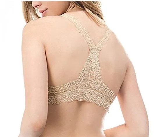 Womens Lace Racerack Bralette Beige Sizes S/M/L/XL