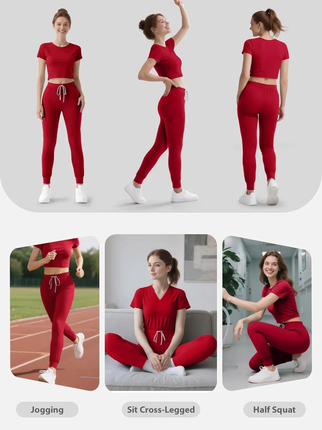 Women's Medical Scrub Pants, Soft Jogger Pant Scrub Bottoms with Zip Pocket Drawstring Mid-Rise Yoga Slim Cargo Pants
