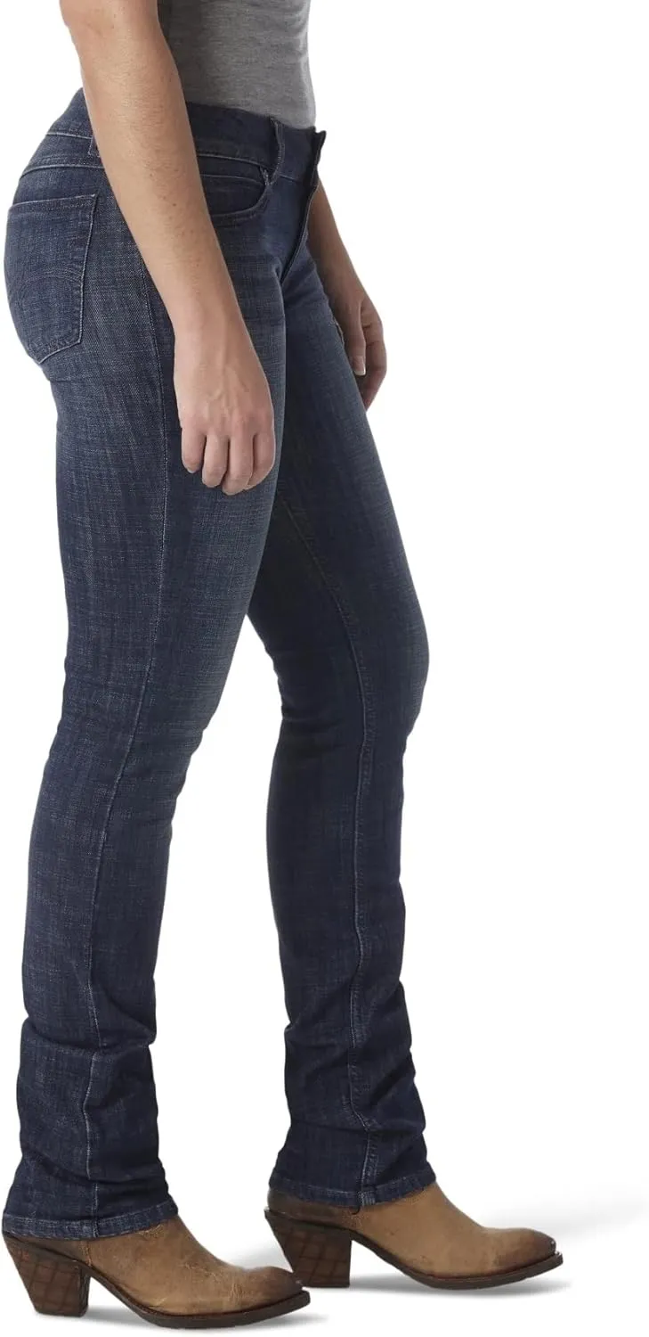 Wrangler Women's Western Mid Rise Stretch Straight Leg Jean