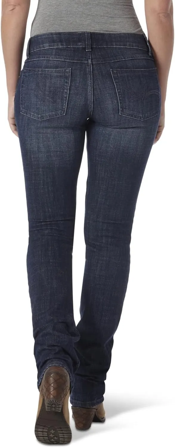 Wrangler Women's Western Mid Rise Stretch Straight Leg Jean