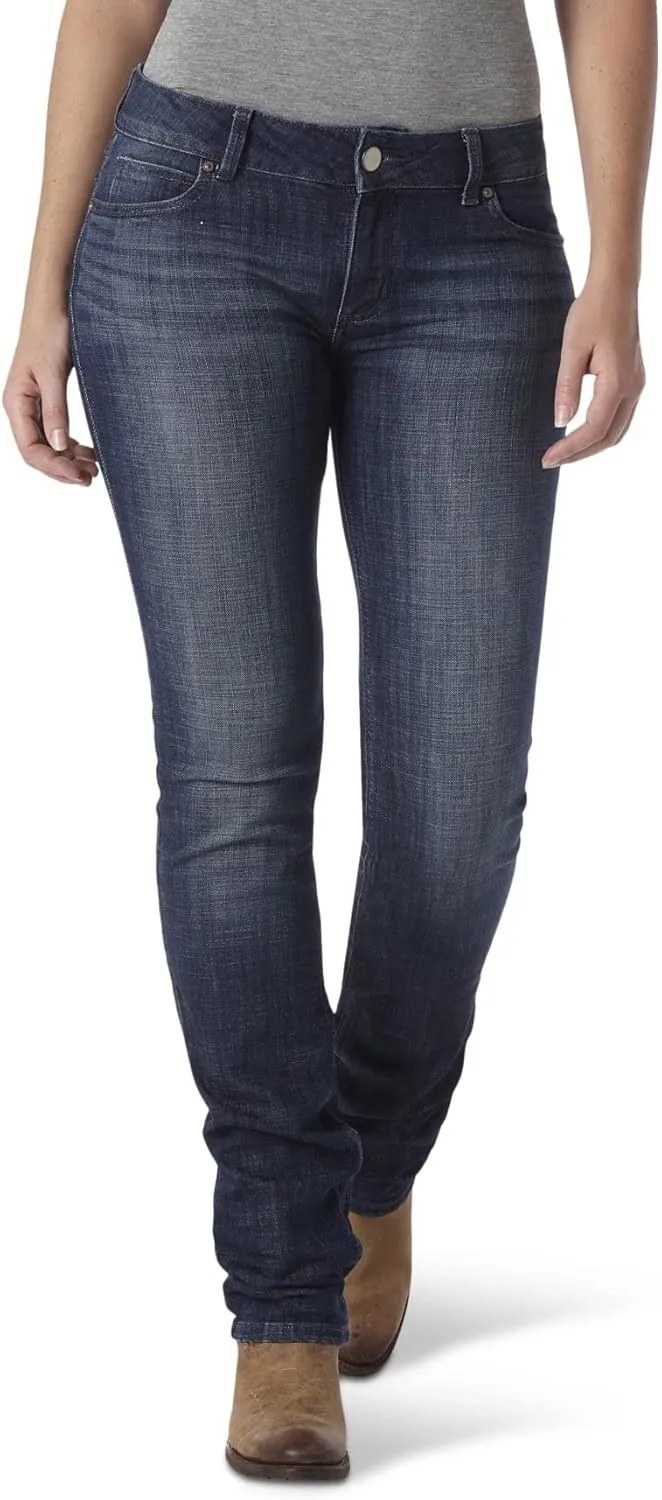 Wrangler Women's Western Mid Rise Stretch Straight Leg Jean